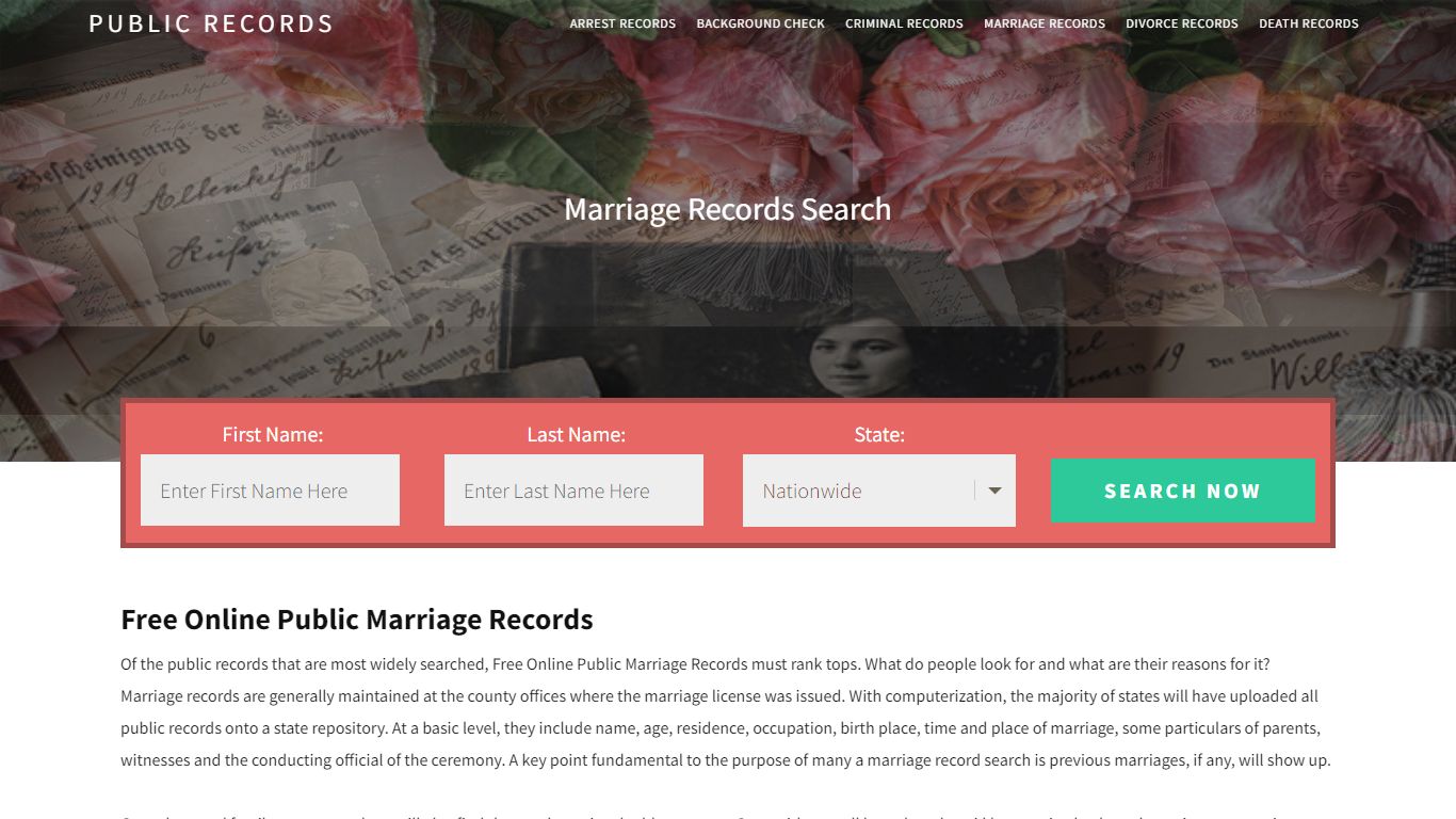 Free Online Public Marriage Records - Public Records